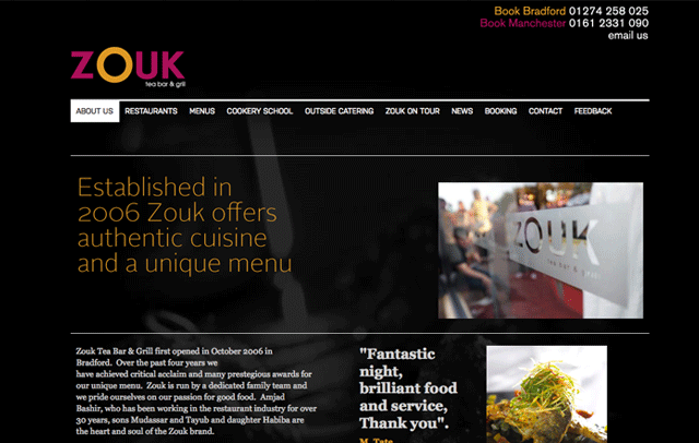 Content Management for Zouk restaurant...